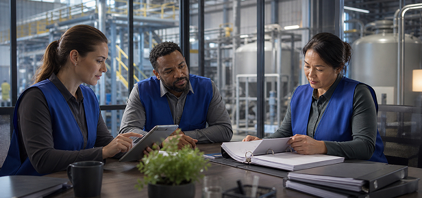 Compliance Management System - 04 Organized compliance files and recordkeeping binders at an industrial facility