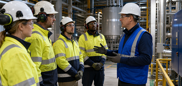 Site supervisor verifying contractor compliance credentials