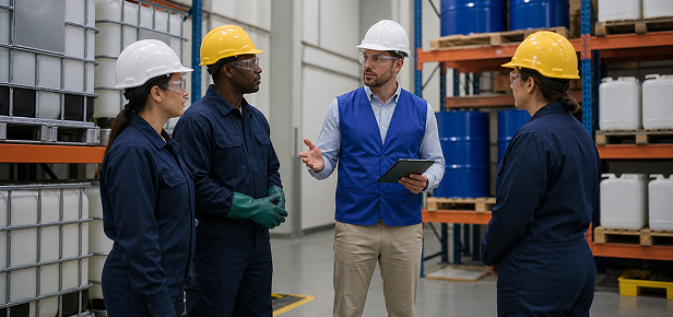 Hazardous - 07 Hazardous materials compliance inspection at an industrial facility