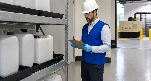 Healthcare - 3 EHS consultant conducting a compliance review at a healthcare facility