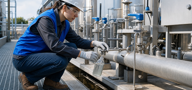 Manufacturing - 5 Manufacturing facility worker following EHS safety protocols