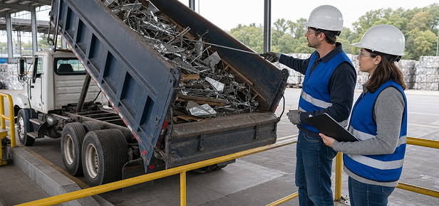 Recycled - 4 Automobile shredder residue processing equipment at a recycling facility
