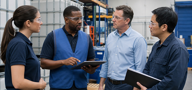 EHS consultant updating an online SDS management system