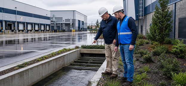 Industrial stormwater drainage and containment system