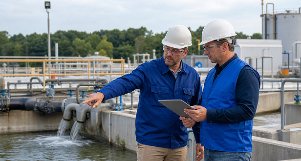 EHS consultant reviewing a wastewater discharge permit