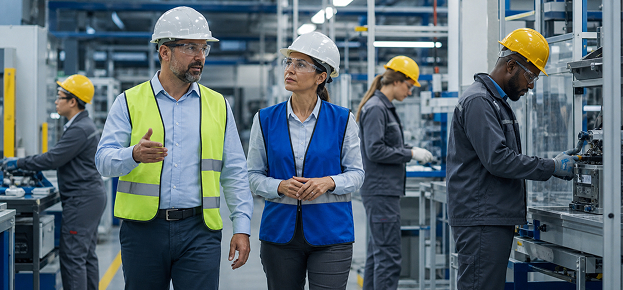 Workplace Safety - 02 Industrial worker wearing proper PPE as part of a workplace safety program