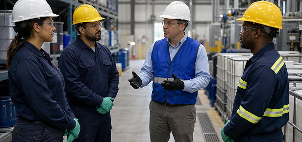 Workplace Safety - 07 EHS consultant inspecting workplace safety equipment